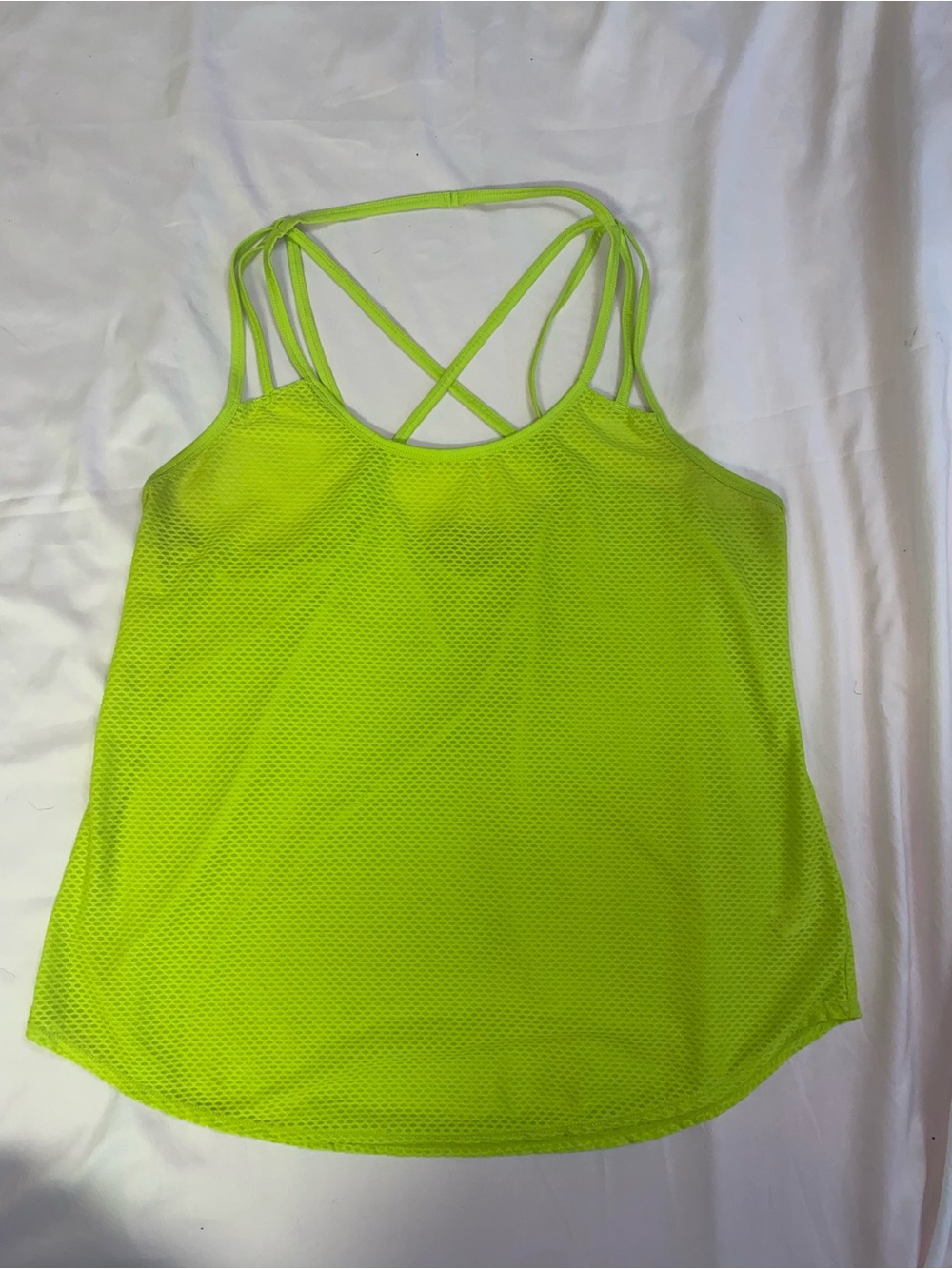 Athleta Neon Lime Strappy Mesh Tank